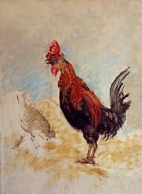 Le coq, peint par Karl Daubigny, fils de Charles François